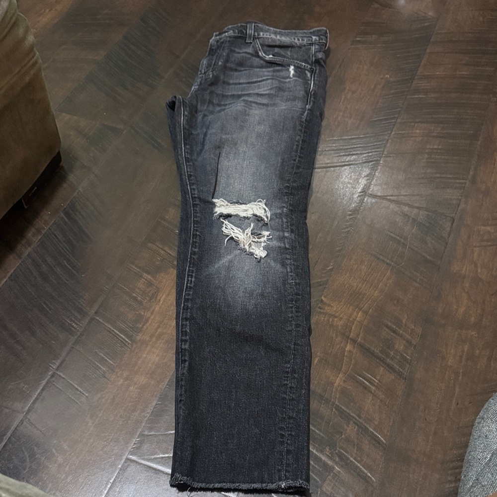 7 For All Mankind Black Distressed Denim